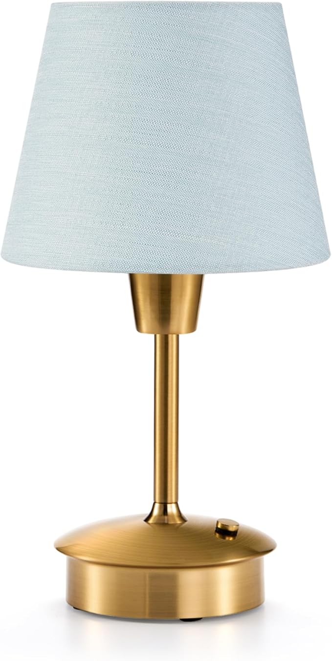 UMEXUS 9.8'' Small Cordless Table Lamp, 5200mAh Battery Operated Touch Lamp | Rechargeable Dimmable Warm Light for Restaurant, Portable Night Light for Bedside Dining Patio Kitchen Outdoor, Light Blue