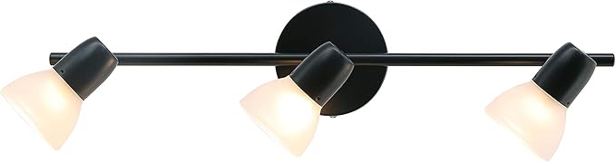 XiNBEi Lighting Track Light, 3 Light Kitchen Ceiling Light with Glass, Modern Black Track Bar Lighting XB-TR1237-3-MB