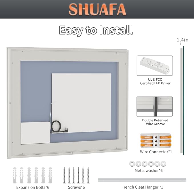 LED Mirror for Bathroom, 48x36 Inch Backlit + Front Lighted Bathroom Vanity Mirror with Lights for Wall, Double Light Strips, 3 Colors, Shatter-Proof, Anti-Fog and Brightness Memory | Bathroom Vanity Mirror with Lights for Wall, Double Light Strips, 3 ...