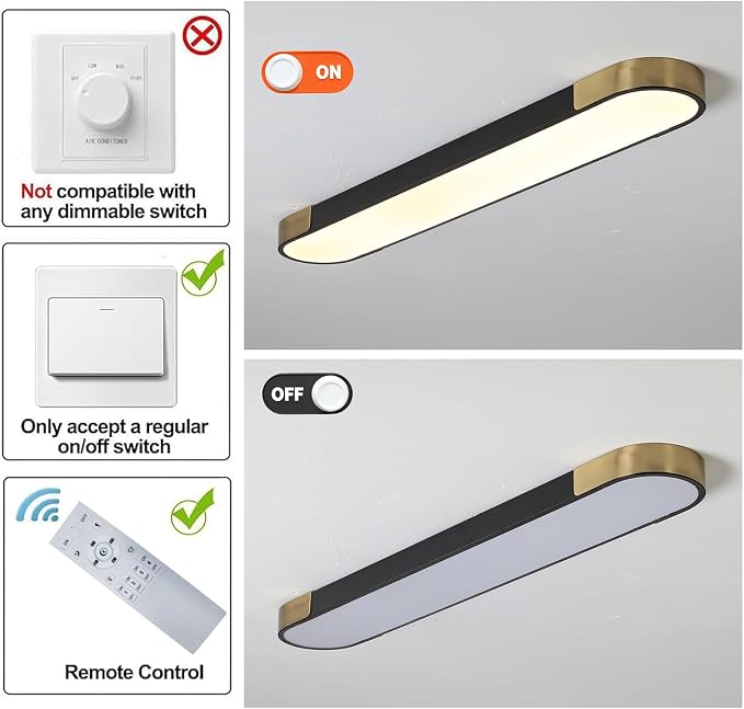 Tioolo Dimmable LED Ceiling Lights Flush Mount Ceiling Light 4FT LED Wraparound Light with Remote Linear Light Fixture for Kitchen Laundry Closet Garage Office Hallway (60W/3000-6500K)