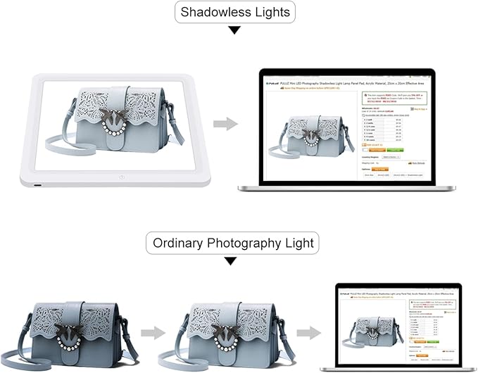PULUZ LED Photography Shadowless Bottom Light Lamp Panel Pad for 30cm Light Box, Photography Softbox Bottom Light for Food Jewelry Cosmetic Crafts Type-C Plug