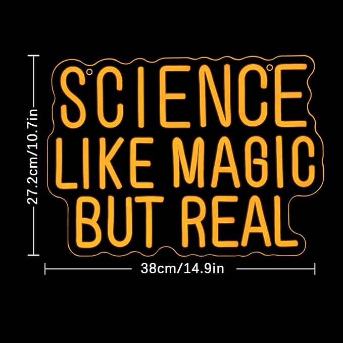 Science Like Magic But Real Neon Sign for Wall Decor Classroom Neon Light Laboratory LED Sign Letter Neon Light Sign for Classroom Science Lab Bar Home shop Decoration
