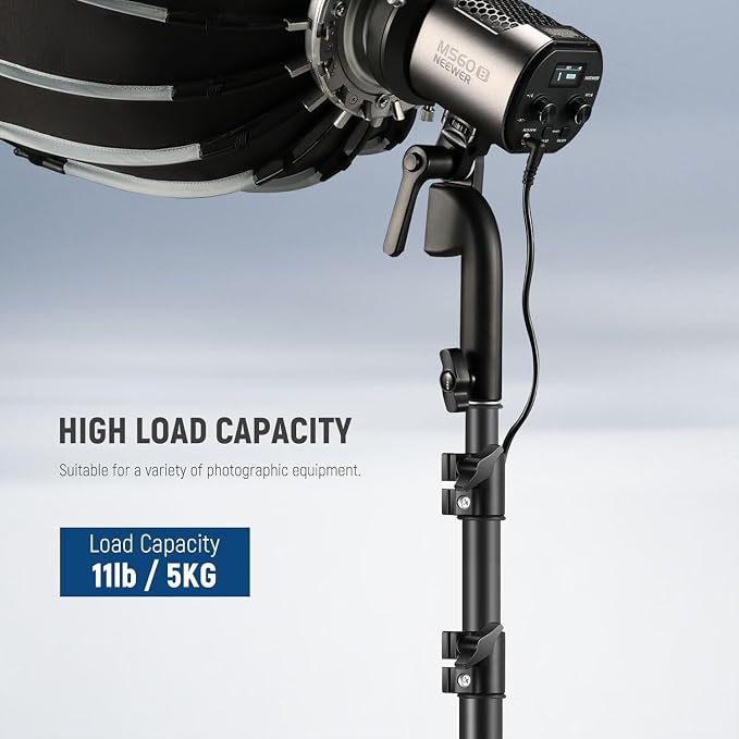 NEEWER Light Stand All Metal with 180° Reversible Legs, 70"/178cm Portable Travel Tripod Stand 1/4" Screw & 5/8" Stud for Indoor Outdoor Photography Speedlite Strobe Ring Light Softbox, ST178R, Black