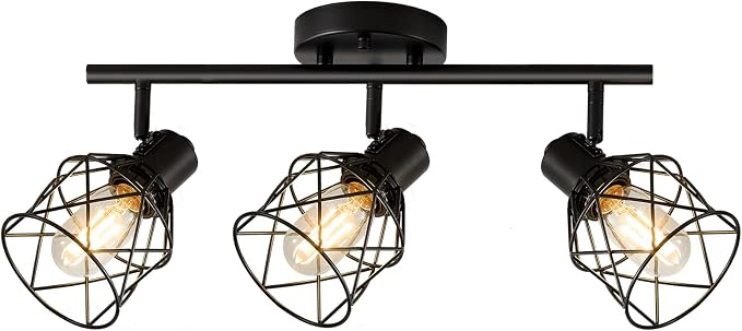 3-Light Kitchen Track Lighting, Island Lights, Farmhouse Ceiling Light | Adjustable Light Heads Rotate To Direct Light Where Needed, With Standard E26 Base For Kitchen Hallway Dining Room
