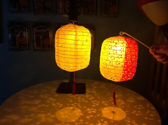 5PCS Paper Lanterns with LED Lights,Cute 6 Inch Lantern Vibrant Hanging Paper Lanterns Lamp with Sticks for Lunar New Year Spring Ceremony Wedding,Mid-Autumn Party Decoration