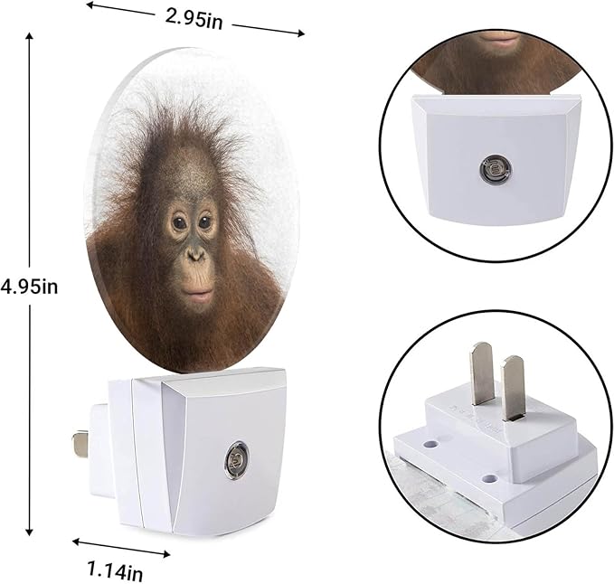 EKOBLA Monkey Night Light, Funny Ape Wildlife Night Lights Plug Into Wall with Dusk to Dawn Sensor, LED Nightlights for Bedroom, Bathroom, Gifts Ideal for Kids Teen Boys Girls Women