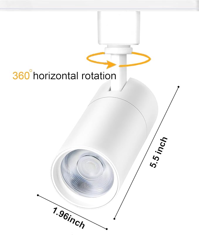 White 20W Track Lighting Heads,2700K-6500K Stepless Dimming H Type LED Track Light Heads Dimmable Rail Ceiling Spotlight Fixtures Accent,CRI90+ 24° 1800LM,6 Pack