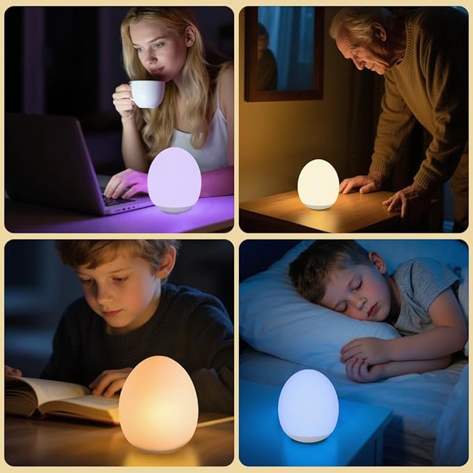 Night Light for Kids,Egg Night Light Light with 7 Colors Changing Mode & 30-Min Timer Portable Nursery Night Lamp forBaby Nursery & Kids Bedroom,DIY Hand-Painted Custom Lamp