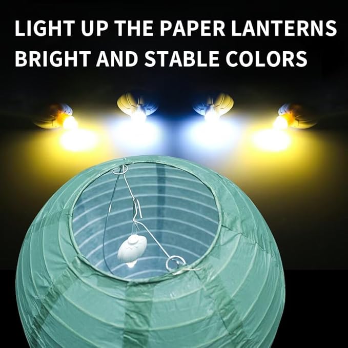 12PCS Paper Lantern Lights, Mini LED Battery Operated Lights, Hanging Decorative Lighting for Wedding, Party, Balloon, Lanterns, Floral, Last 48 Hours- Cold White