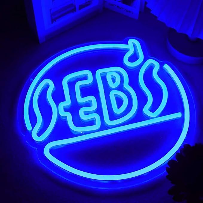 Seb's Neon Sign Jazz Blue LED Neon Light Sign for Wall Decor, Dimmable USB Powered Movie Light Up Sign for Bedroom Bar Club Man Cave Music Studio Party, Music Fans Gifts