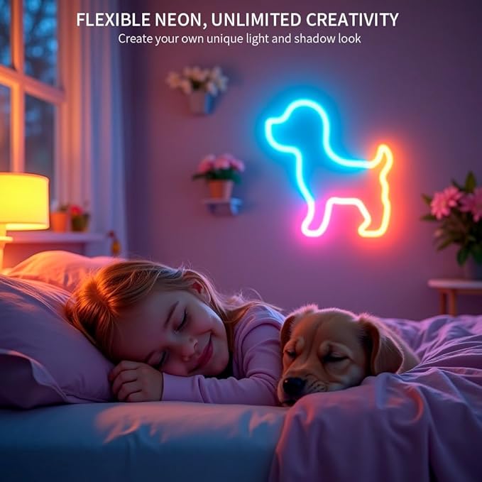 3.2FT WS2811 360 Degree Round Reticulate Neon LED Strip with Controller,RGB Nylon Flexible Dream Colorful Rope Light,Bedroom Indoor Outdoor Decoration,DC5V(No Adapter)