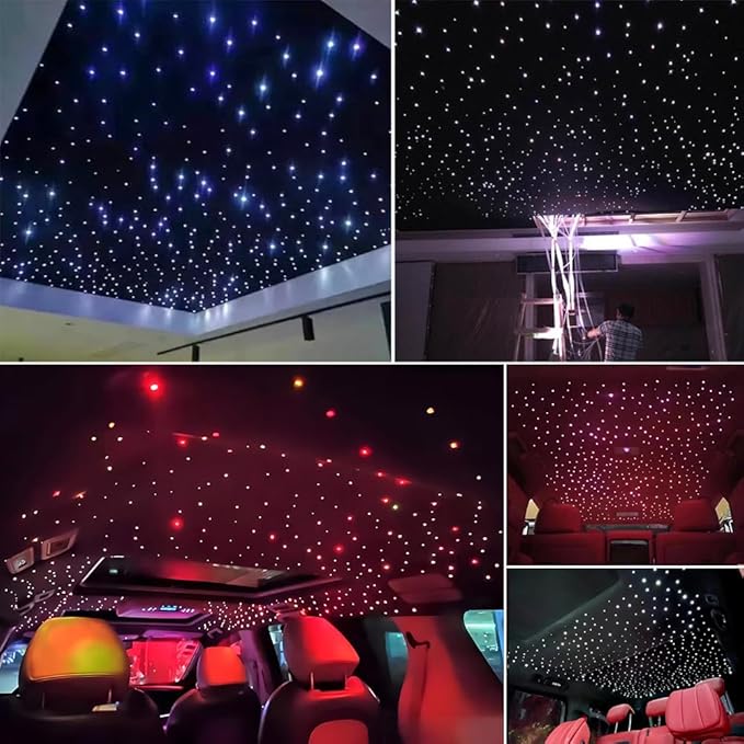 AKEPO Upgraded APP 10W Twinkle Fiber Optic Lights kit with Music Mode for Star Ceiling Sky Light Car Home Use, RGBW Light Engine+Optical Fiber Cable 430pcs of 9.8ft/3m(0.03+0.04+0.06in)+28key Remote