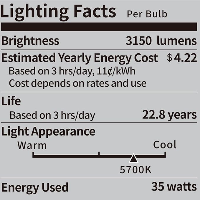 NEEWER E26 35W LED Light Bulbs, 2 Packs, 3150 Lumens/5700K/CRI 93+/15000h Lifespan, Bright Video Photography Lighting, Silent/No Flicker/Non Dimmable 350W Incandescent Equivalent