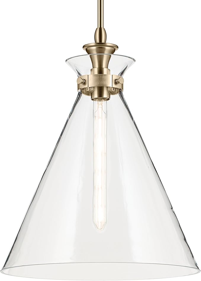 Kichler Laria Pendant Light, Clear Glass, Champagne Bronze | Traditional pendant light for kitchen islands and dining rooms (19.75" x 16"), 52775CPZCLR