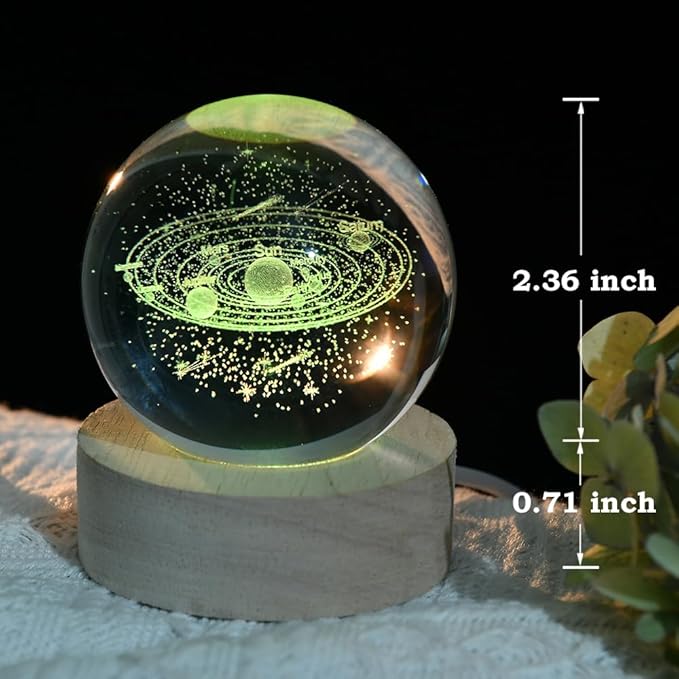 3D Solar System Crystal Ball Space Lover Model Themed Gifts 3D Planets Glass Ball 60mm Decorative Sphere Decor Astronomy Birthday Gift