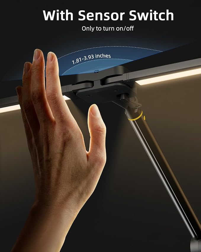 Ring Light with Stand, Sensor Switch Dual Light Head | Desk Lamps for Home Office 270° Rotatable & Extendable Aluminum Alloy Arm, Eye-Caring, 24W Dimmable Desk Light with Clamp