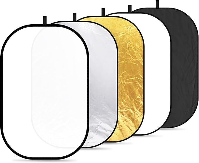 NEEWER 40"x60"/100x150cm Light Reflectors for Photography, Portable 5 in 1 Collapsible Multi Disc with Bag - Translucent, Silver, Gold, Black, White Diffuser for Studio and Outdoor Lighting
