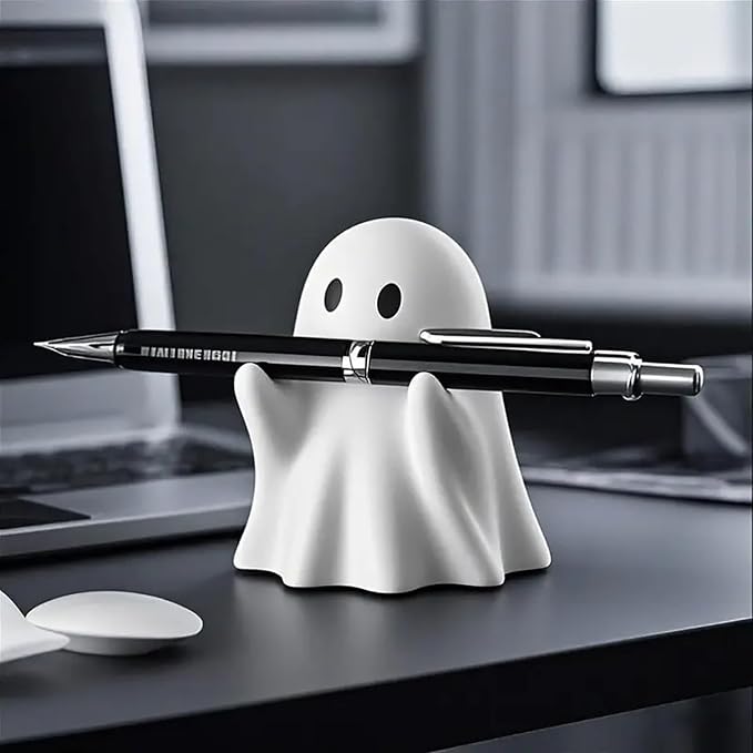 Halloween Finger Ghost Figurine Cute Cartoon Spooky Resin Middle Finger Statue Decor Halloween Ghost Sculpture Tabletop Ornament for Holiday Desk Bookshelf Art Display Supply