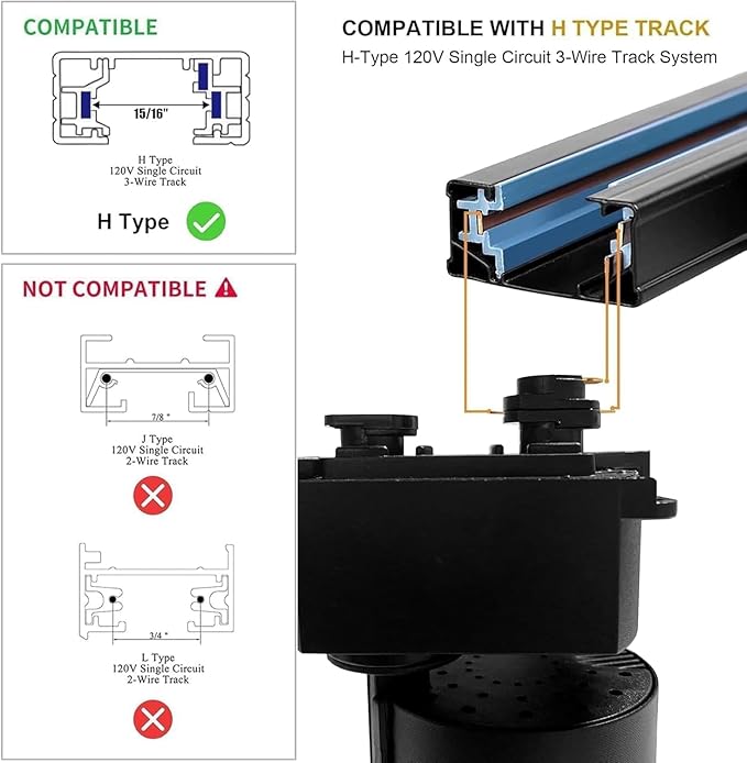 Super Brightness 25W 2000lm Black H Type LED Track Lighting Kit System,4000K Cool Light Dimmable Brightness，with 26 FT Track Rails, Ceiling Spotlight Fixture with Installation Package
