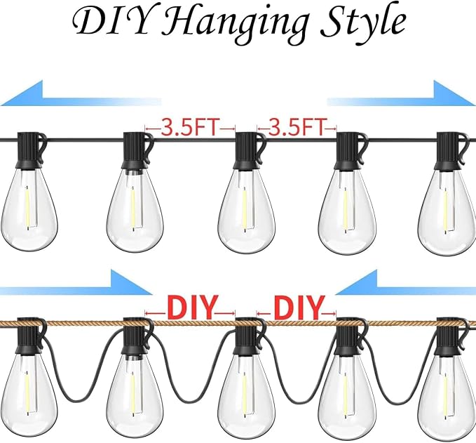 REEMEER 200FT Outdoor String Lights, Ultra Long Waterproof 60+2 Shatterproof Bulbs Led Outside Patio Lights for Porch Deck Garden Backyard Balcony Wedding Party Decor
