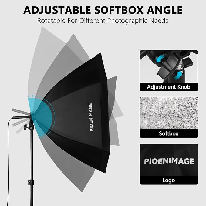 Softbox Lighting Kit, Softbox Photography Lighting Kit, 2 Sets | 29.5in Soft Box Lighting Set, Photography Lights, 85W 2700-6500K LED Bulb, Studio Lights for Portrait, Video Recording