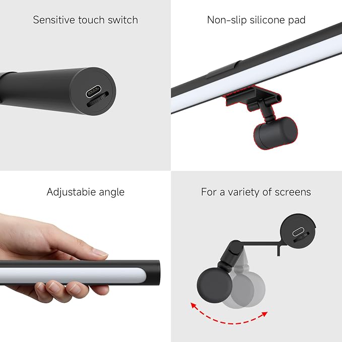 Computer Monitor Light Bar- LED Monitor Light Lamp with 4 Adjustable Brightness/Color Temperature- Eye-Caring USB Computer Lamp Dimmable Screen Light Bar for Work and Office