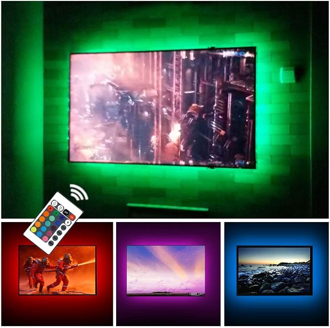 USB TV Backlight for 32 to 43 inch TV RGB LED Neon Accent Lights Strip | Behind TV Led Lighting Color Changing LED Back Ambient Lights for Sony LG Samsung Monitor Smart TV Movies Game Man Cave Decor