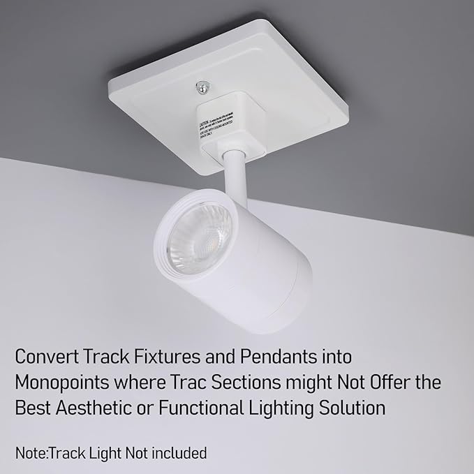 LEONLITE H Track Monopoint Canopy, Convert Track Fixtures and Pendants into Monopoints, ETL Listed, Flame Retardant Material, 120V, for H Type Track Lighting System, White, Pack of 4
