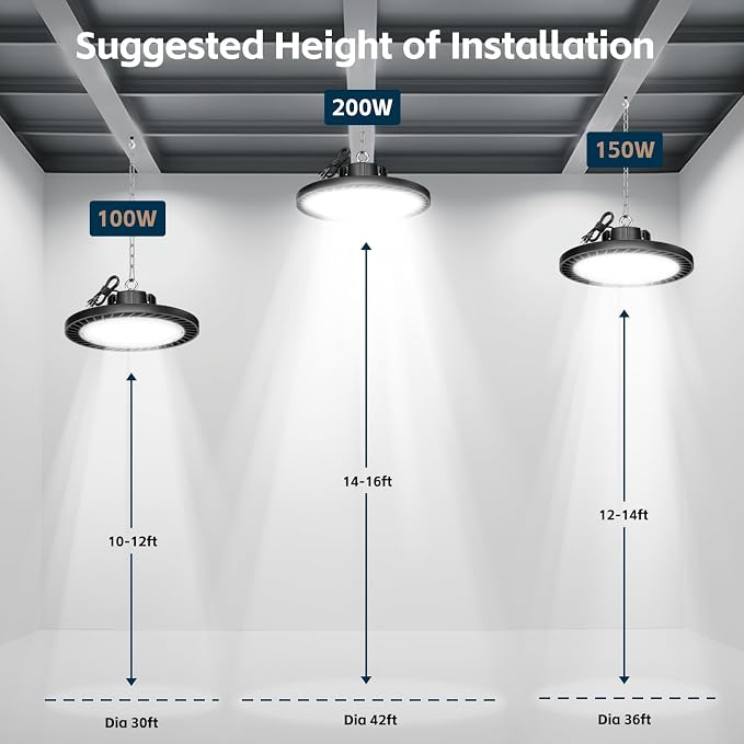 lvsdak UFO LED High Bay Lights 200W 30000LM 5000K 6 Pack | with Plug Suitable for Warehouse Workshop Factory Gym Garage Barn AC100-277V