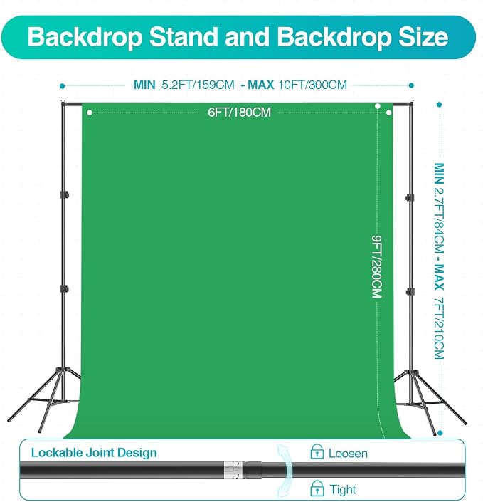 EMART 7 x 10 FT Photography Lighting Kit with 85W LED Bulbs for Portrait | 7x10FT Backdrop Stand & 6x9FT Backdrop, Softbox Lighting Kit & 3000-6000K Bulb Professional Studio Lights for Video Recording
