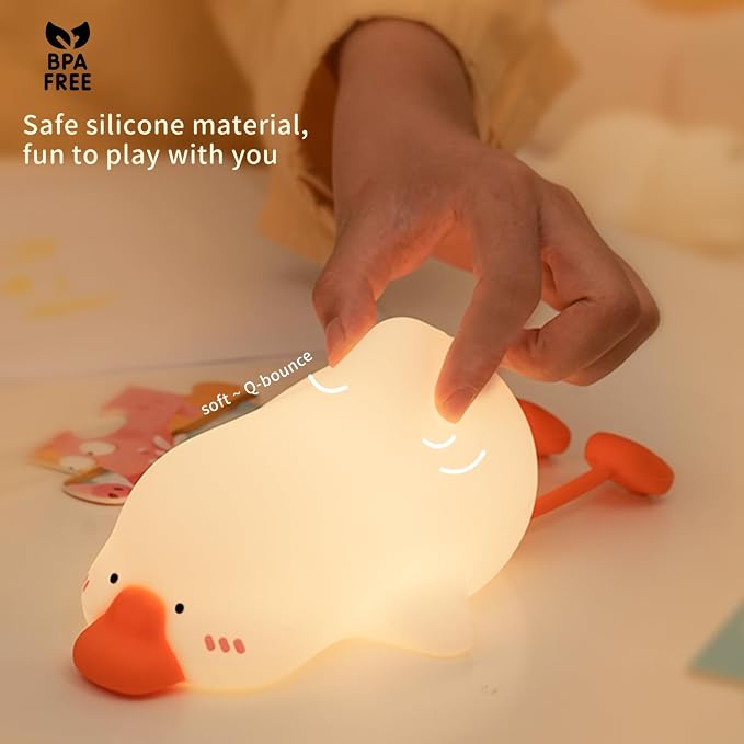 Goose Night Light, Cute LED Lamp, Silicone Dimmable Nursery Nightlight for Kids, Rechargeable Bedside Touch Lamp, Funny Office Desk Light and Home Decor(Goose)…