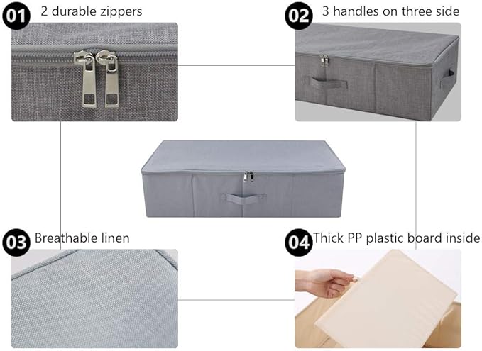 Folding Under the Bed Storage Bin with Lids, Under Bed Storage Containers | underbed storage containers,under bed storage bins, Wardrobe Closet Clothing Blanket, Shoes, Toys Organizer Containers