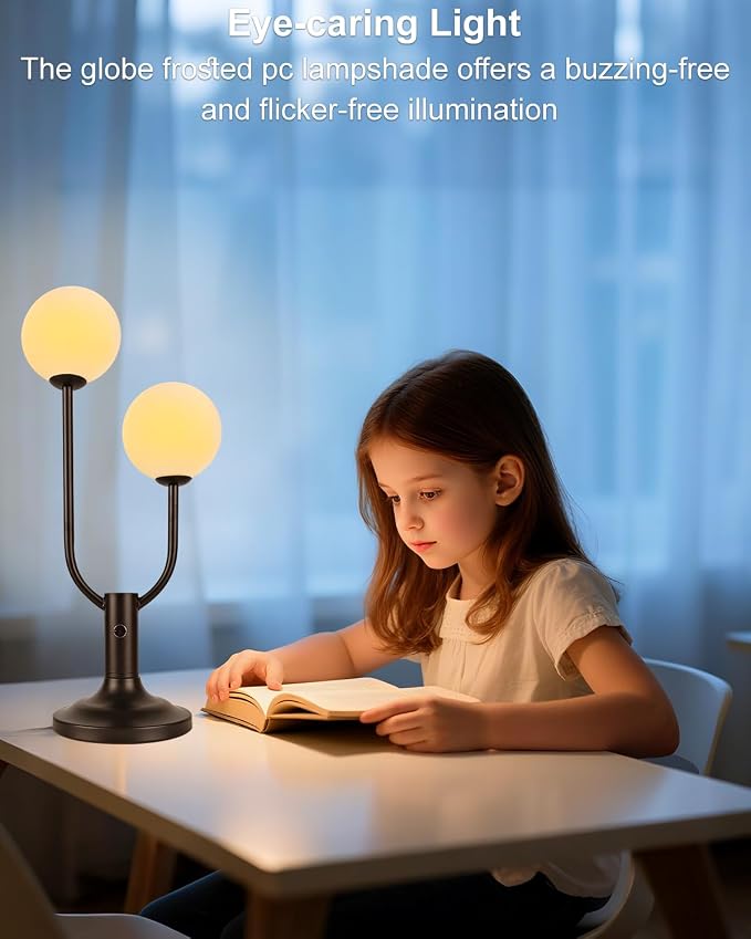 Globe Gold Table Lamp for Bedroom Gift Dimmable G9 Bulbs Included | Modern Round Ball Lamp Nightstand Desk Lamp Ambient Warmwhite Bedside Lamps for Living Room Dining Party Home Office Decor