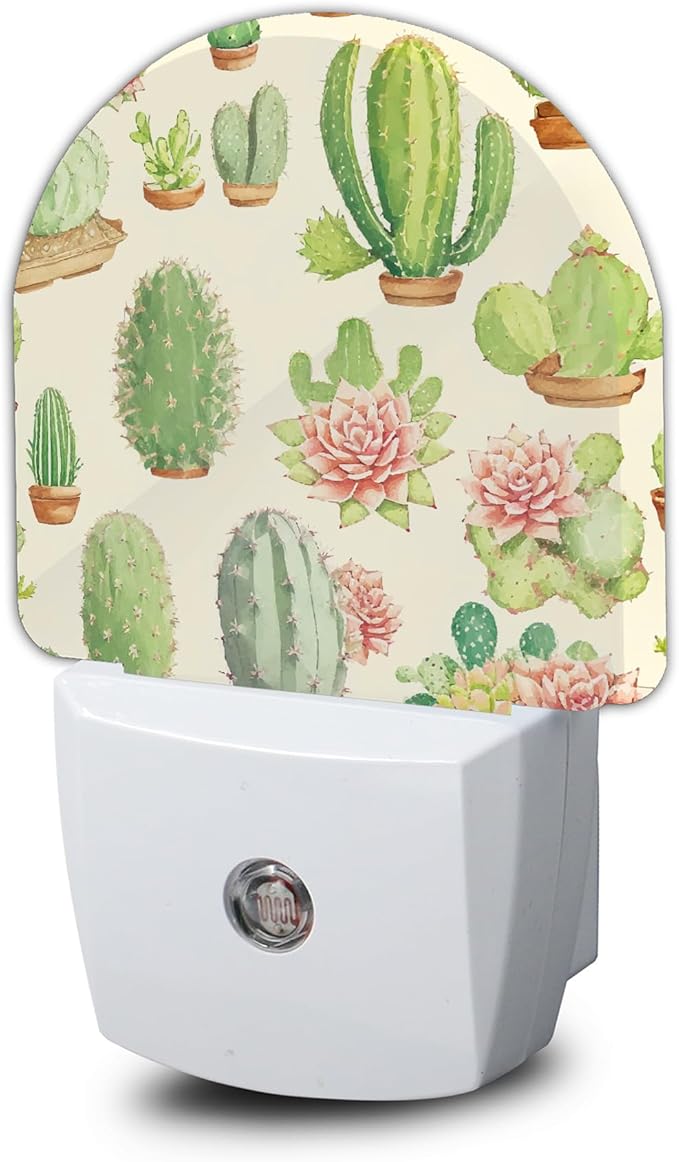 Vintage Cactus Night Light,Night Lights Plug Into Wall Decor,Auto Sensor Lamp Home Indoor Stairway Kitchen Corridor, Boys Girls Women Men Room Gifts