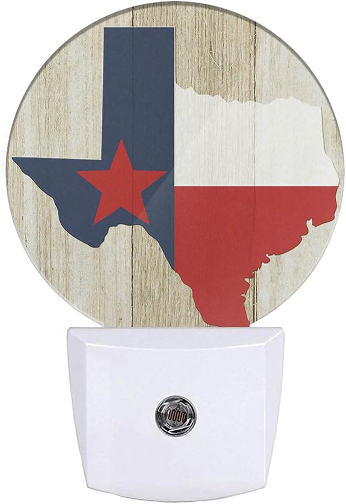 EKOBLA Texas Flag Night Light, Texas State Rustic Night Lights Plug Into Wall with Dusk to Dawn Sensor, 0.5W