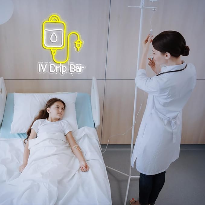 IV Drip Bar Neon Sign - Dual-Tone LED Wall Light with Dimmable Function | USB Powered, Night Light for Medical Offices, IV Therapy Clinics & Home Decor, Easy Installation, Energy Saving