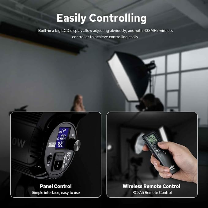Godox SL60W LED Video Light, 60W 5600K Daylight LED Continuous Light SL-60W, Powerful Studio Bright Light with Bowens Mount 10-100% Brightness for Video Recording Wedding