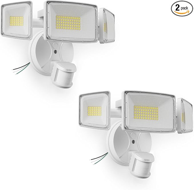 Onforu 2 Pack 100W 11000LM LED Motion Sensor Outdoor Lights, Dusk to Dawn Flood Lights Outdoor Motion Sensor, Hardwired Security Lights Floodlights Outside 6500K Daylight IP65 Waterproof (White)