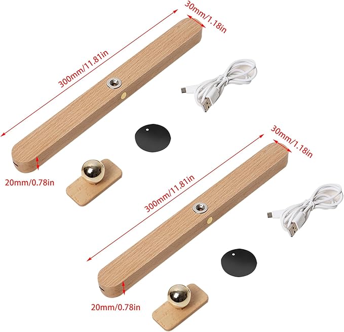 Led 360° Rotatable Magnetic Battery Operated Vanity Wall Lights USB Rechargeable Dimmable Led Night Light for Reading Lights, Makeup Light and Household Lighting (Brown 2PCS)