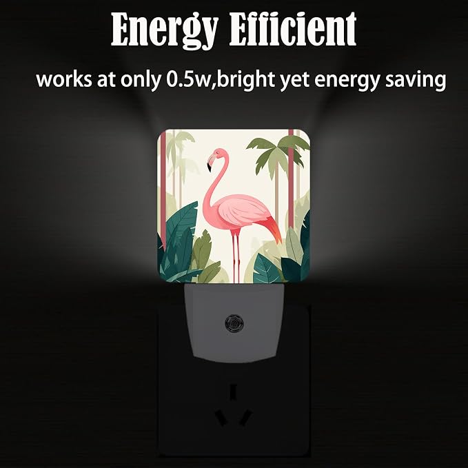Tropical Flamingo Cartoon Night Light,Plug Into Wall Decor for Stairway,Hallway,Kitchen,Dusk to Dawn Sensor Nightlights for Boys/Girls/Women/Men Room Gifts