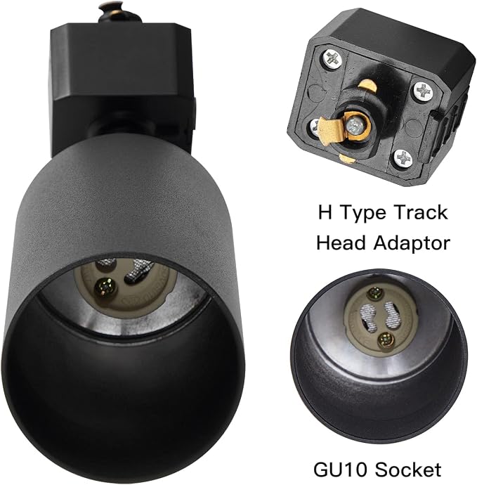 VANoopee 12-Light GU10 LED Track Lighting Kit, Black (No Bulbs) | 13FT H Type Track Lighting Rail, Floating Canopy Connector, Modern Kitchen Track Lighting Fixtures Ceiling Spot Light