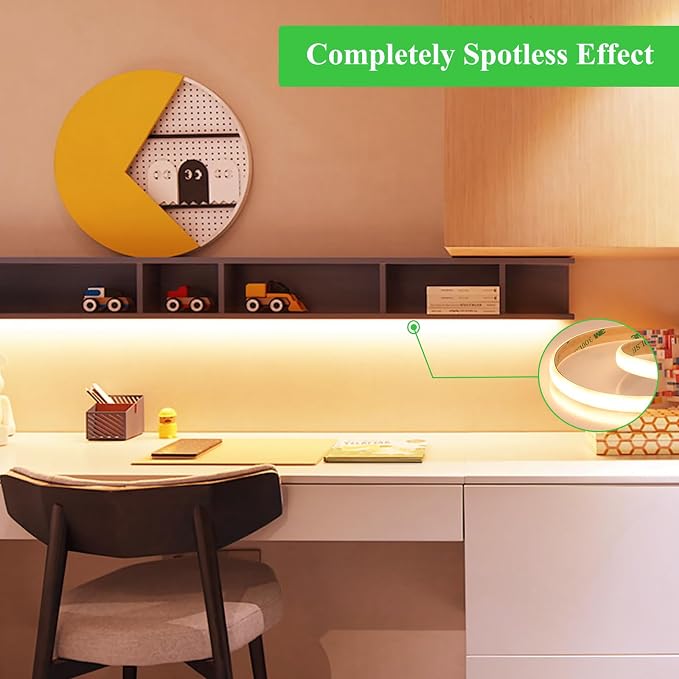 JOYLIT PRO+ 24V LED Strip Diffused 16.4FT 2700K 510LM/FT Bright Waterproof | CE UL, CRI 92+, 280LEDs/m Warm White, 10MM, Dotless, Dimmable, Self-Adhesive, for Kitchen Cabinet,Cove(Lights Only)