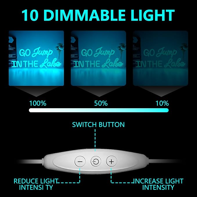 Go Jump In The Lake Neon Sign for Wall Decor Lake House Decor Led Sign for Lake Life Dimmable Coastal Neon Light Up Signs for Bedroom Living Room Lake Life Wall Art Porch Cabin Boat Vacation