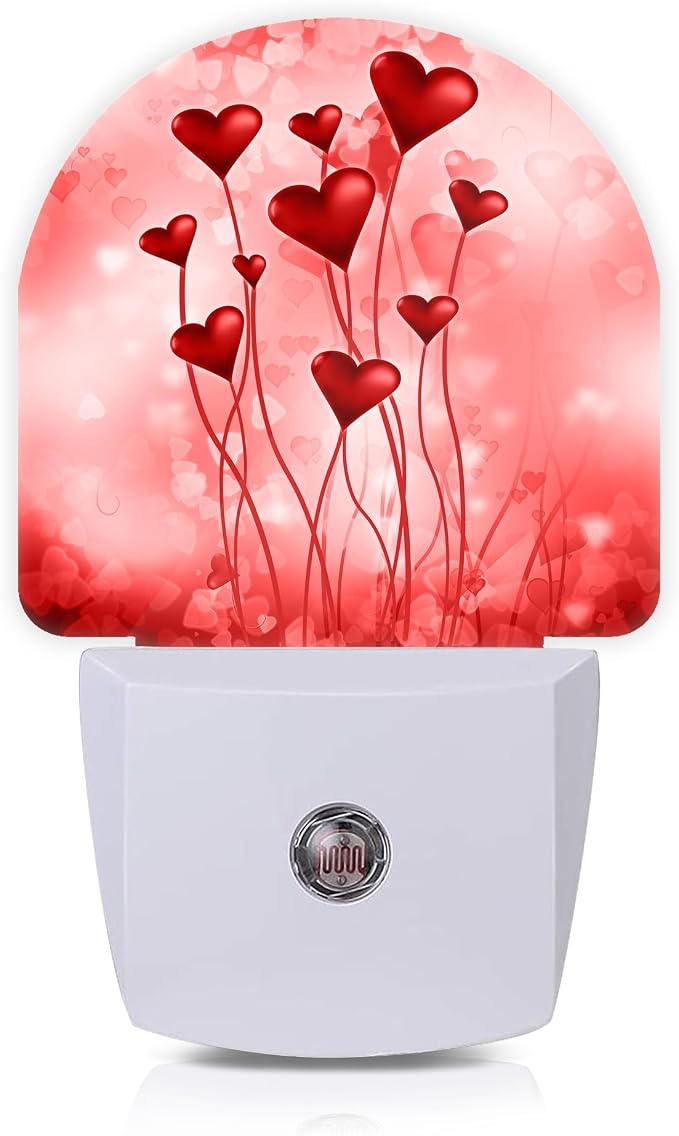 Hearts Night Lights Plug into Wall for Girls Boys Room,Night Light LED Lamp Dusk to Dawn Sensor Round Lamp for Bedroom Bathroom Hallway Home Wall Decor Nightlight