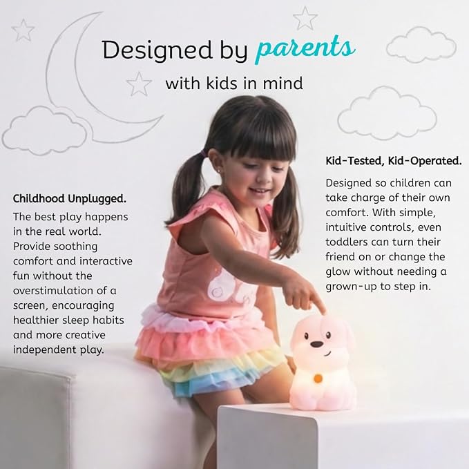 Puppy Night Light with Remote, Squishy Silicone Lamp for Kids | Tap Control | Rechargeable 9-Color Changing Soft Glow | Nursery Nightlight for Kids | Portable Animal Nightlight | USB Cord