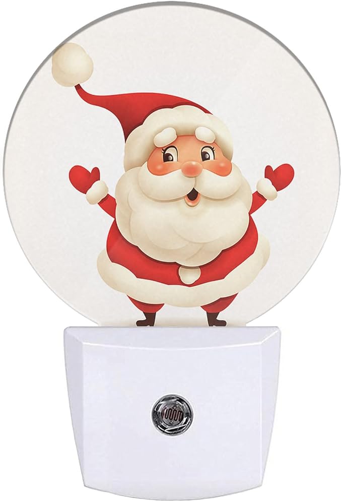 Santa Joy Christmas Night Light Plug into Wall Winter Plug-in Night Lights with Dusk-to-Dawn Sensor for Bedroom, Bathroom and Living Room 0.5W Sleep Friendly for Women/Girls/Boys Gift