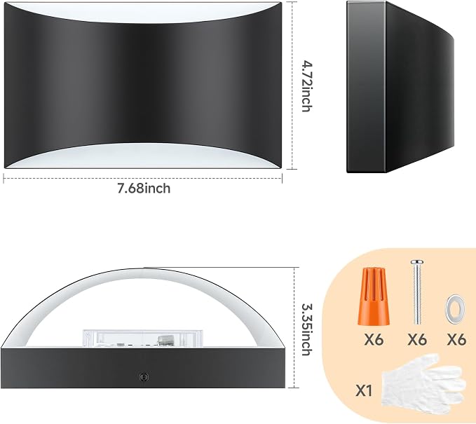 Modern LED Wall Sconce Set of 2, Black Indoor Wall Lights 3CCT | 3000K/4000K/6000K, Up/Down Hardwired Wall Mount Light, Easy Install Aluminum Wall Lighting, Bedroom, Living Room, Hallway