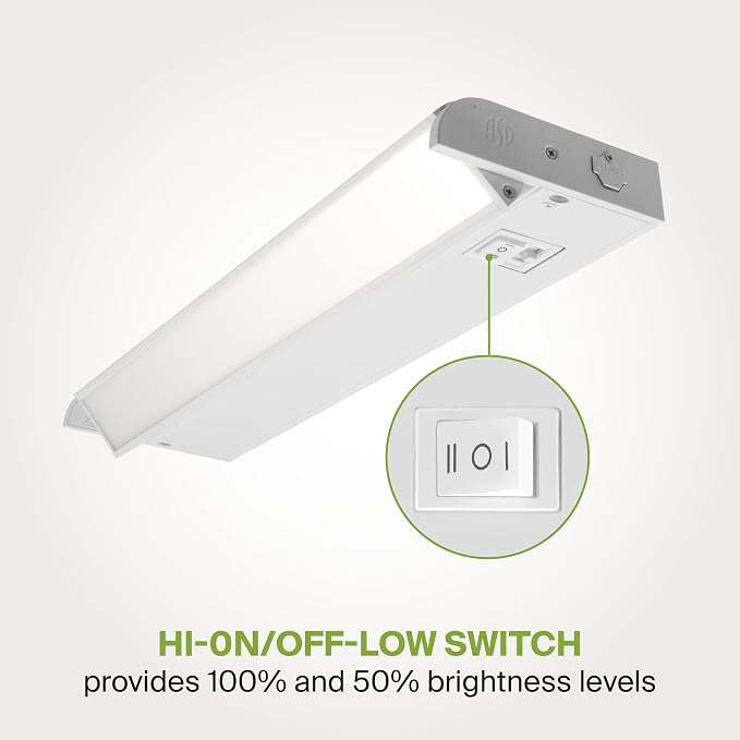 ASD Swivel LED Under Cabinet Lighting Plug in or Hardwired 12 Inch, Dimmable Under Cabinet Lights with High/Low/Off Switch, 3CCT 2700K-4000K, Linkable Under Counter Lights for Kitchen, White, ETL