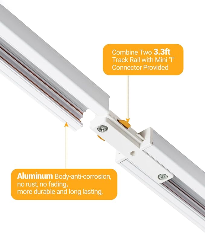 Zoomable 8 Lights LED Track Lighting Kit with 6.6FT H Type Track Lighting Rails, Dimmable White Track Lighting Fixtures Ceiling Modern Kitchen Spot Track Light Heads 4000K CRI90+ 12W 1000lm