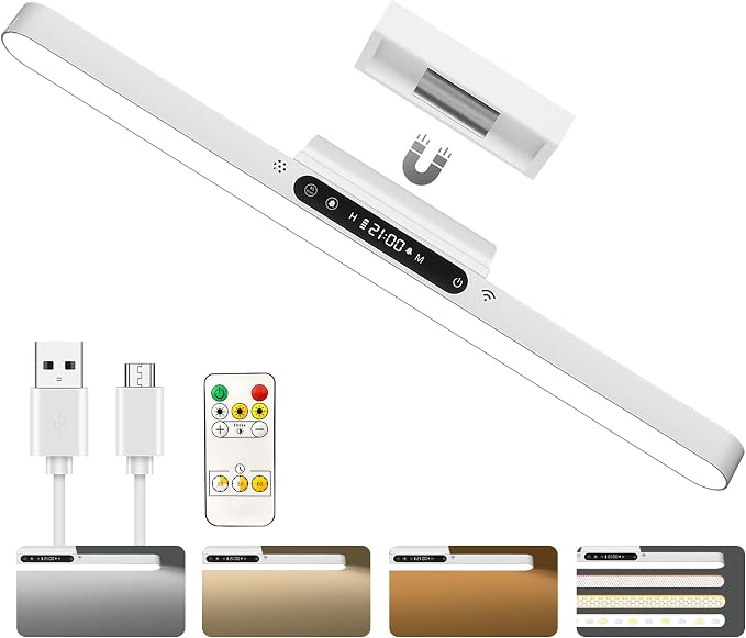 4000mAh 9W Rechargeable Light Bar, Wireless Closet Light | Magnetic Under Cabinet Lighting with Remote, 3-Color Dimmable No-Drill Battery Operated Lamp for RV, Bunk Bed, Kitchen, Desk